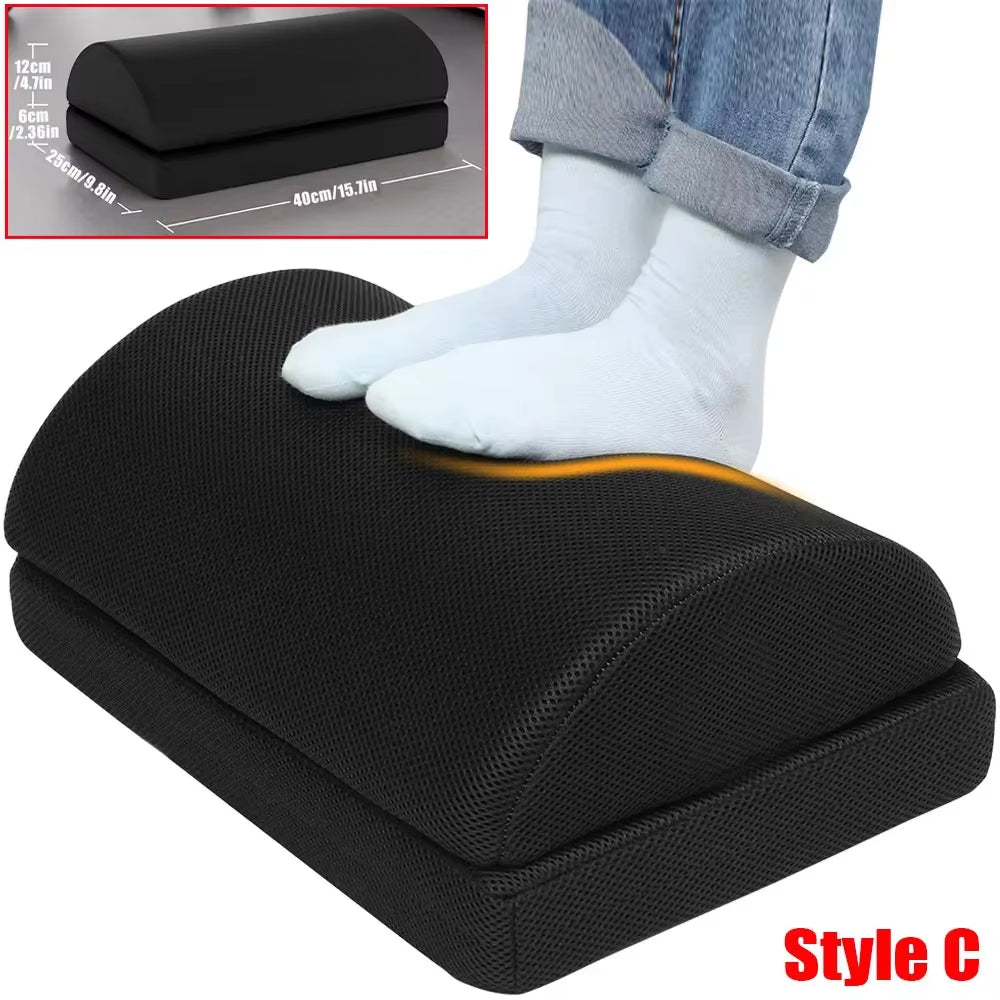 2 Heights Adjustable Foot Rest under Desk, Soft Memory Foam Footrest under Desk for Foot Rest at Work, Home, Airplane, Travel