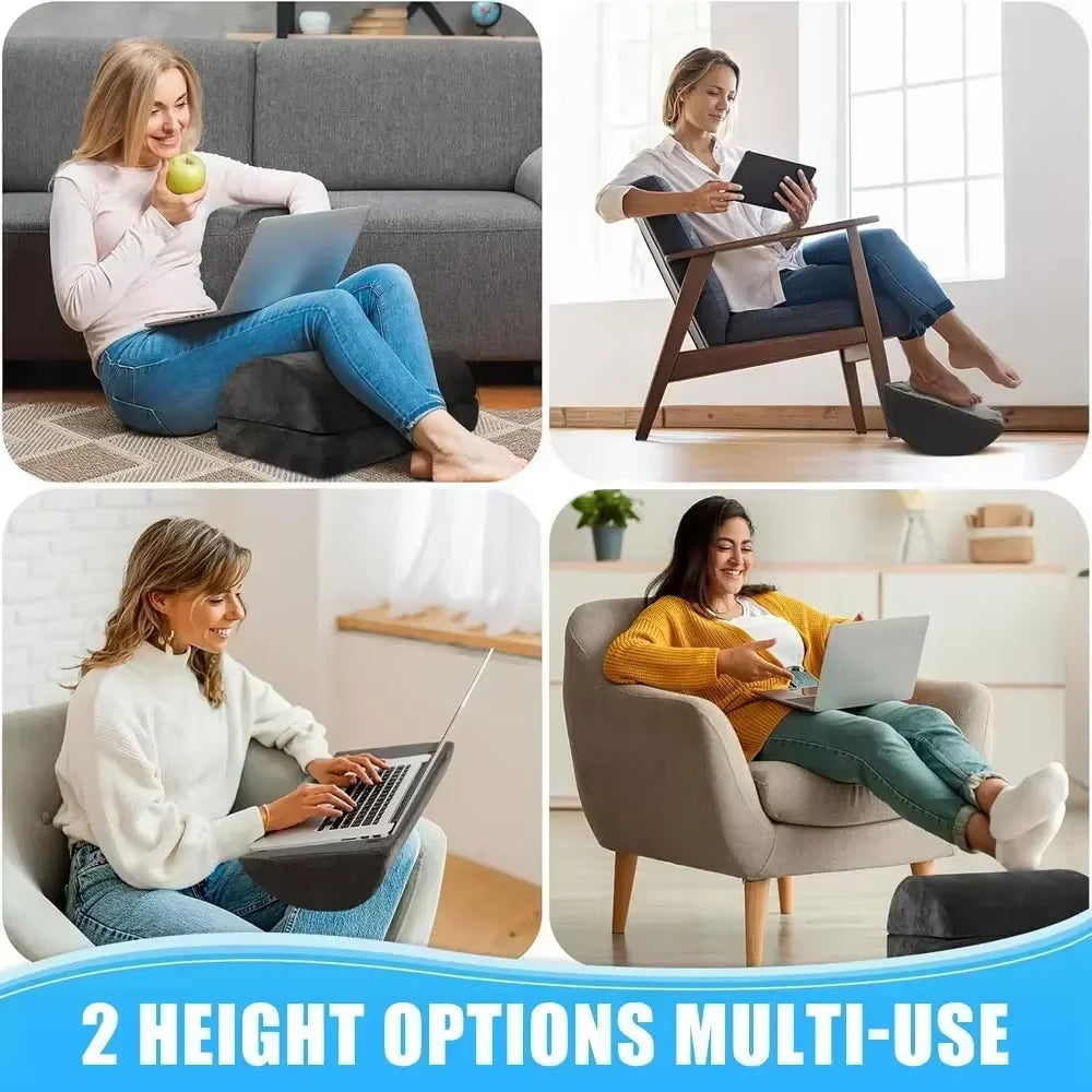 2 Heights Adjustable Foot Rest under Desk, Soft Memory Foam Footrest under Desk for Foot Rest at Work, Home, Airplane, Travel