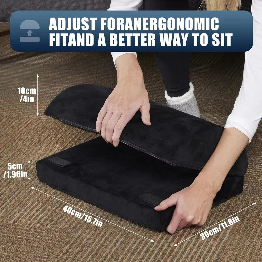 2 Heights Adjustable Foot Rest under Desk, Soft Memory Foam Footrest under Desk for Foot Rest at Work, Home, Airplane, Travel