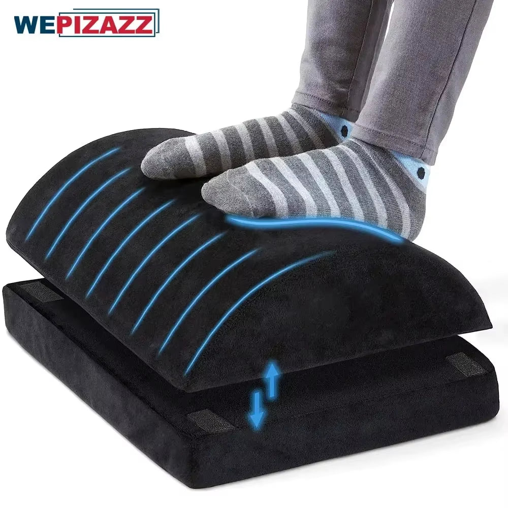 2 Heights Adjustable Foot Rest under Desk, Soft Memory Foam Footrest under Desk for Foot Rest at Work, Home, Airplane, Travel